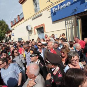 La stazione di Telese all'arrivo del trenino storico